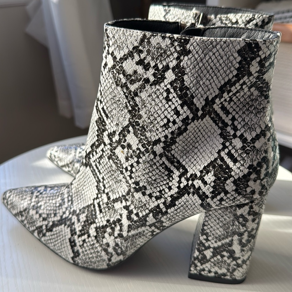 Snakeskin heeled ankle booties
